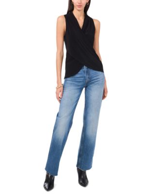 売れ筋商品|||ヴィンスカムート カットソー トップス レディース Women's Crossover Wrap-Front Sleeveless Top Rich Black Vince Camuto Women's Crossover Wrap-Front Sleeveless Top