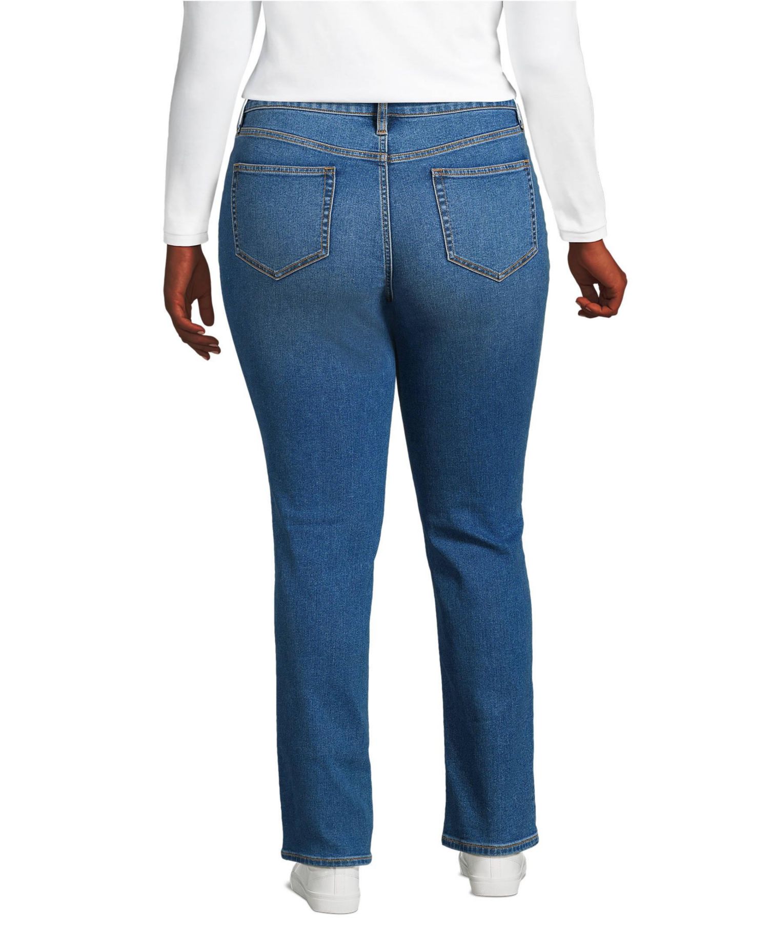Women's Mid Rise Straight Leg Blue Jeans
