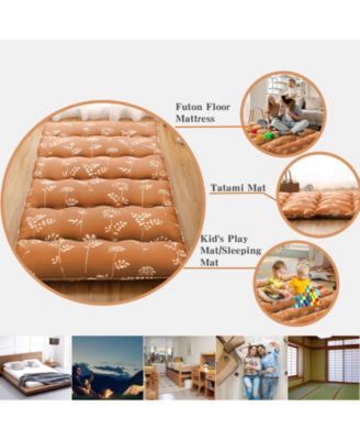 3" Thick Futon Mattress Floral Print Floor Mattress Pad Portable Dorm Sleeping Pad, Twin Size