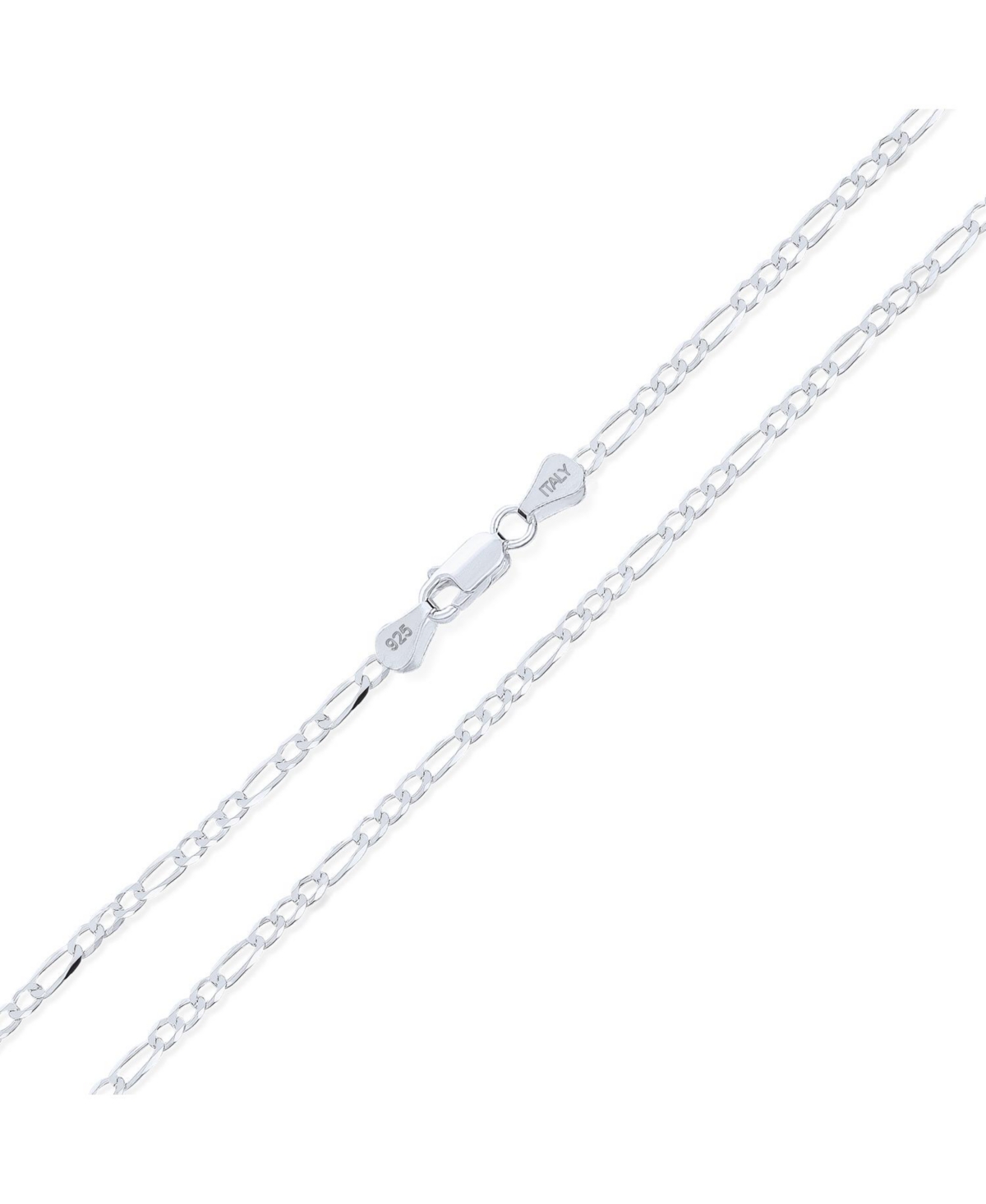2MM Strong Solid Sterling Silver Figaro Link Chain Necklace 24 Inch - Silver