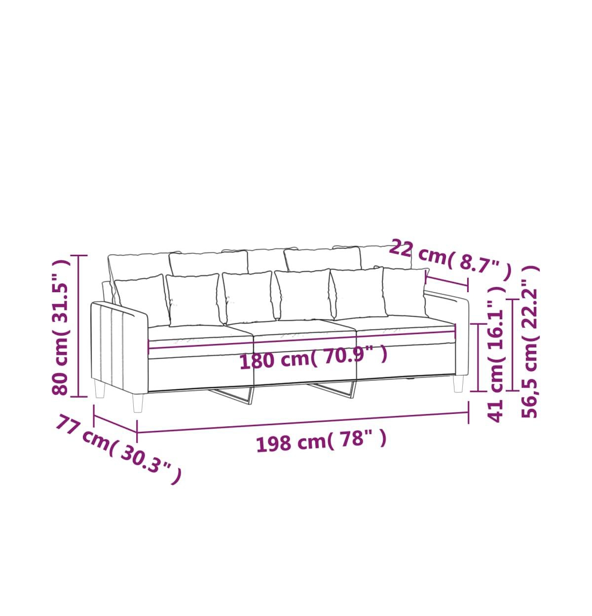 vidaXL 3-Seater Sofa DarkVelvet - Green