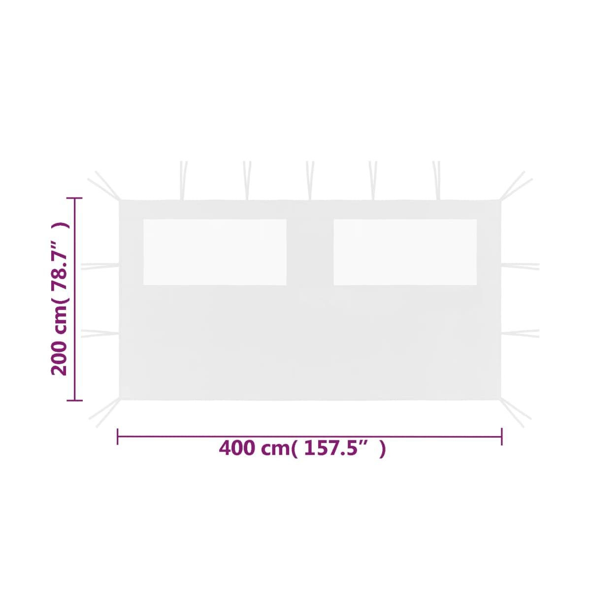 vidaXL Gazebo Sidewall with Windows 13.1'x6.6'- White