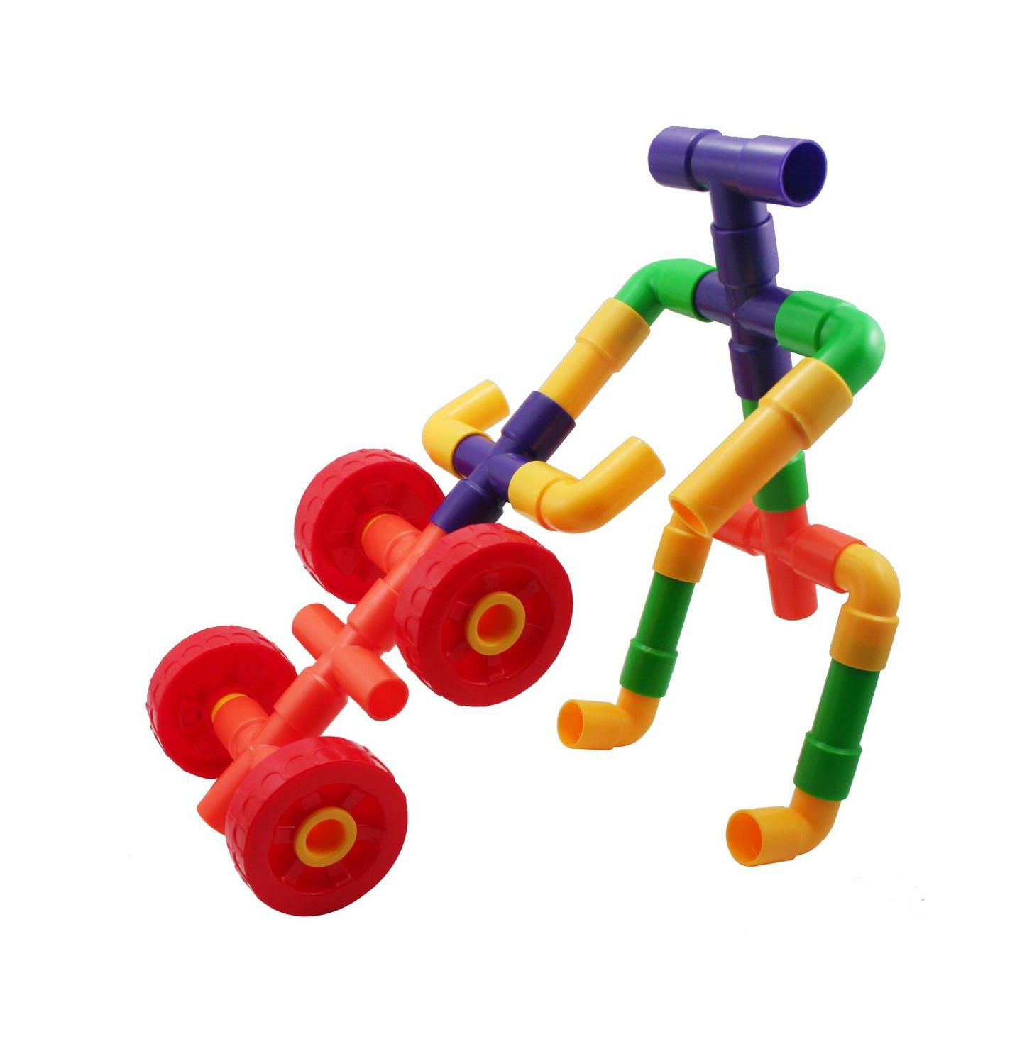 Детский конструктор Joyn Toys Tubes and Wheels 72-Piece Building Set, Ages 3+ — фото 4