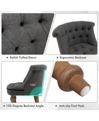 Set of 2 Upholstered Armless Slipper Chairs with Beech Wood Legs