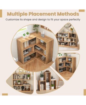 2-Piece Separable Bookshelf Floor Standing Corner Display Storage