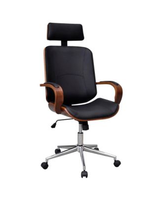 Swivel Office Chair with Headrest Bentwood Artificial Leather