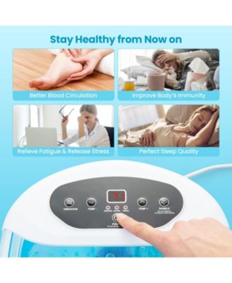 Foot Spa Massager Tub with Removable Pedicure Stone and Massage Beads-Blue