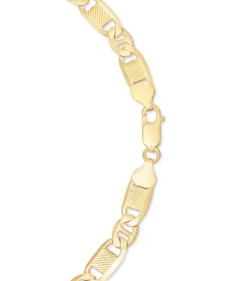 Men's Textured Mixed Mariner Link 22" Chain Necklace in 14 Gold-plated Sterling Silver
