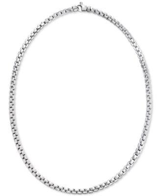 Men's Venezia Box Link 22" Chain Necklace in Sterling Silver