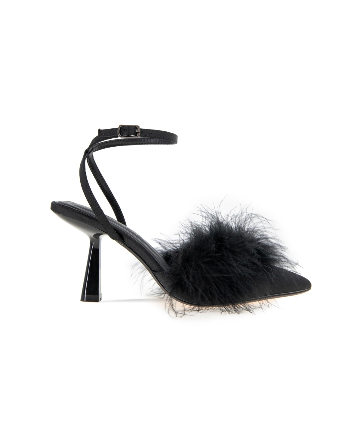 BCBGeneration Women's Iliana Ankle Strap Feather Detail Pumps