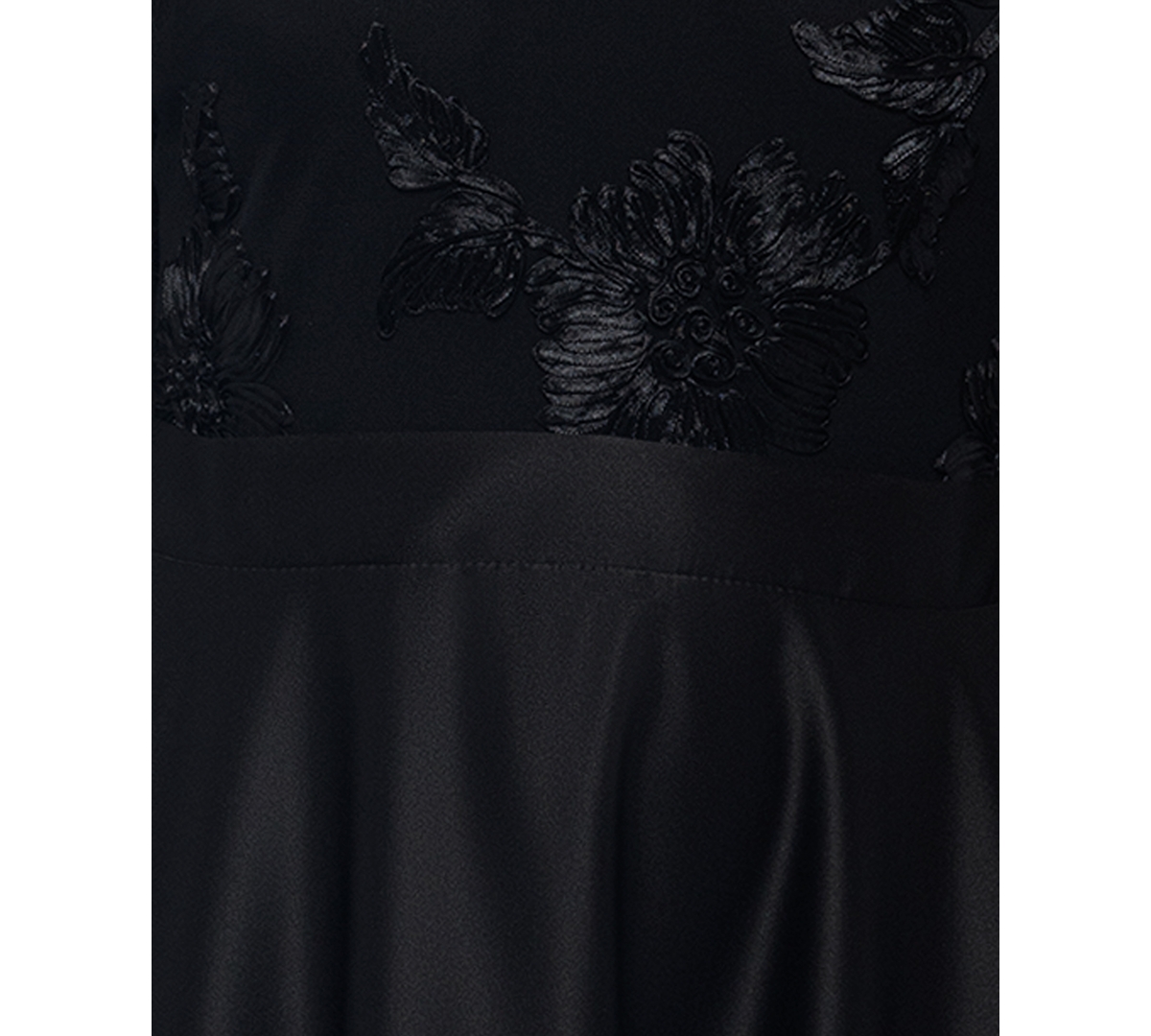 Betsy & Adam Petite Long-Sleeve Embellished Soutache Gown