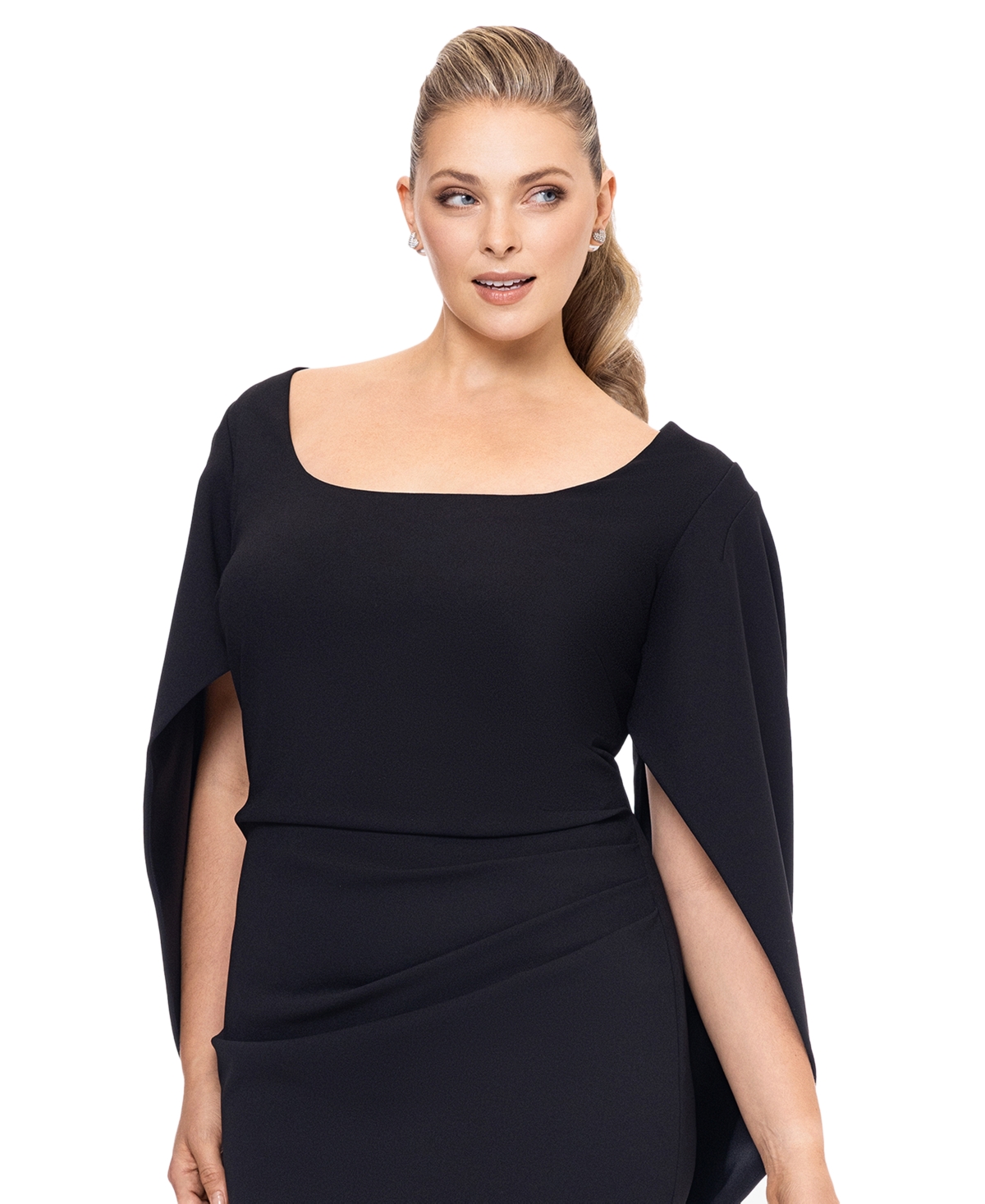 BETSY & ADAM PLUS SIZE SCOOP-NECK CAPE SHEATH DRESS 