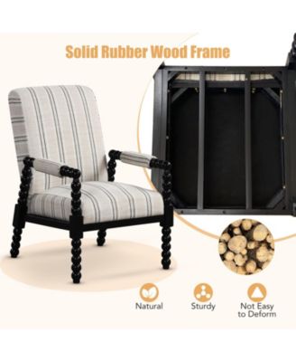 Upholstered Accent Chair with Rubber Wood Frame for Living Room-Beige