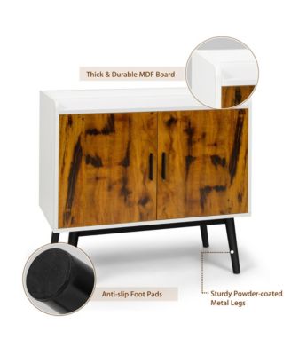 Wood 32" Sideboard Buffet Storage Cabinet with 2 Doors & Metal Legs Accent Cabinet