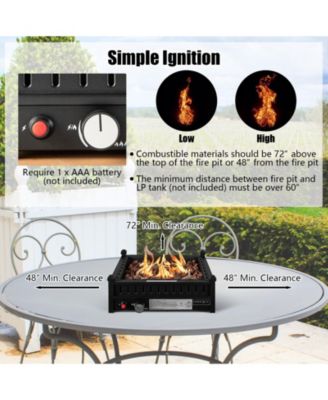 16.5 Inch Tabletop Propane Fire Pit with Simple Ignition System-Black
