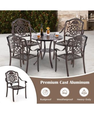 Patio Dining Chairs – 2 Pc, Cast Aluminum, Metal Armchairs, Stackable Design, Outdoor Furniture for Garden or Patio
