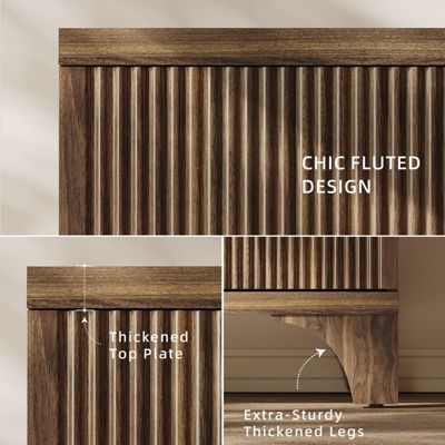 47" 2-Door Mid Century Modern Buffet Cabinet with Storage, Accent Sideboard and Credenza with Fluted Doors