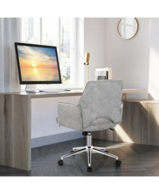 Adjustable Hollow Mid Back Leisure Office Chair with Armrest-Gray