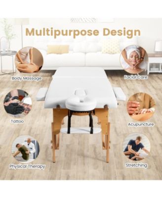 Portable Adjustable Facial Spa Bed with Carry Case-White