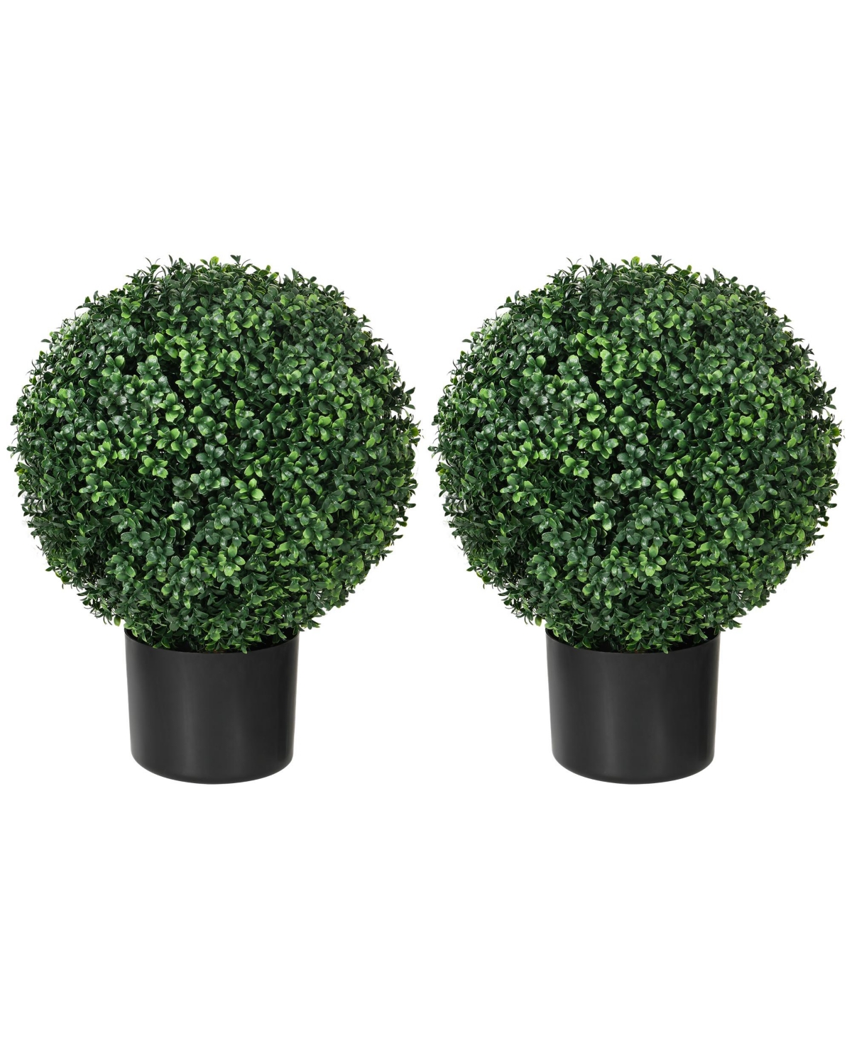 Homcom 2 Pack of Artificial Tree Boxwood Topiaries with Pots for Outdoor & Indoor