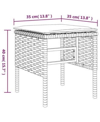 Garden Footstool Set of 4 Black Poly Rattan Small Modular