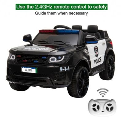 12V Kids Police Ride On Car Electric Cars 2.4G Remote Control, LED Flashing Light, Music & Horn.
