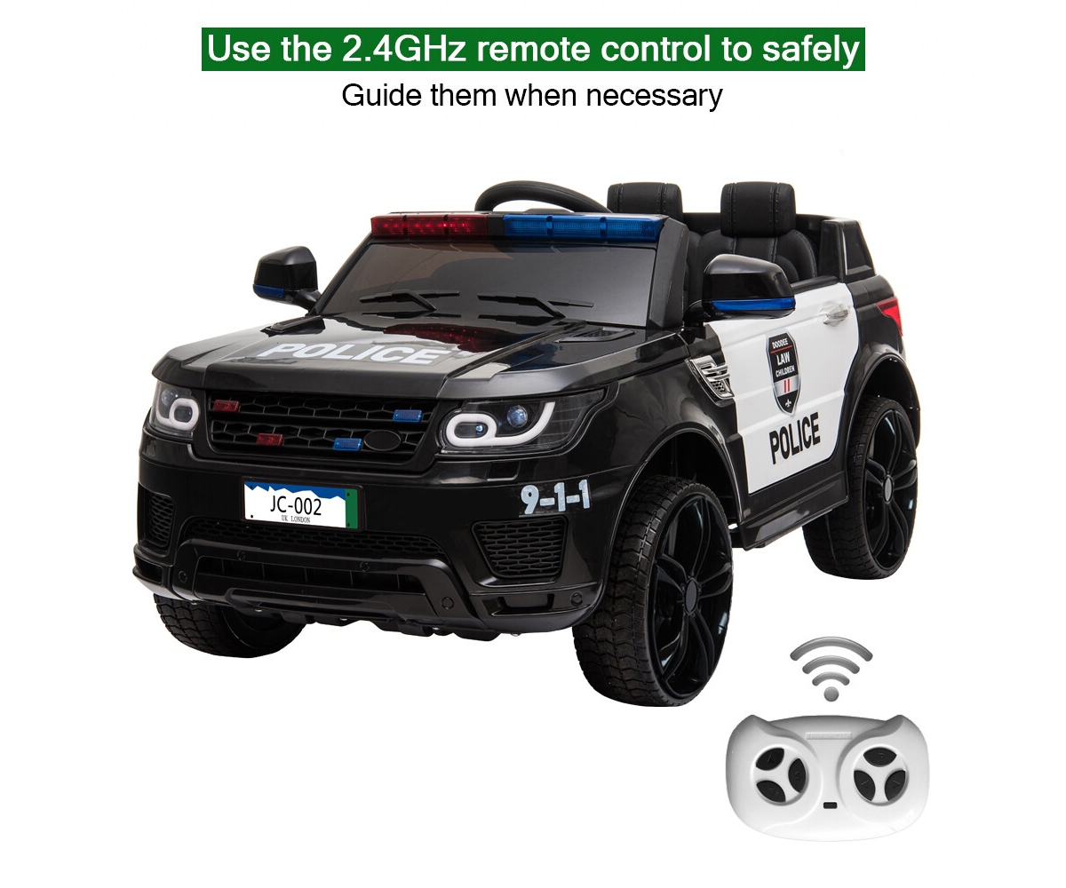 Yescom 12V Kids Police Ride On Car Electric Cars 2.4G Remote Control, Led Flashing Light, Music & Horn.