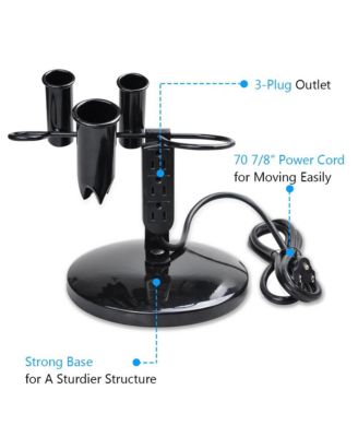 2Pcs Tabletop Salon Appliance Holders Hair Tool Stands Blow Dryer Hair Iron w/ 3 Outlets