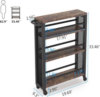 Slim Storage Cart, Narrow Rolling Carts with Wheels