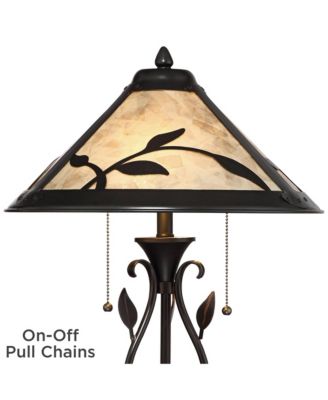 Feuille Country Cottage Table Lamp 23 3/4" High Metal Openwork Leaf Mica Shade for Bedroom Living Room Bedside Nightstand Office