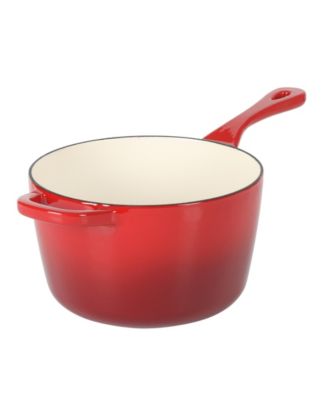 3 Qt Enamel Cast Iron Sauce Pan W/Lid - Gradient Red