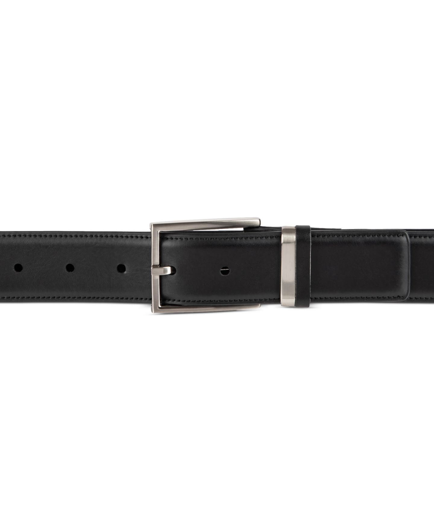 Мужской ремень Alfani Burnished Edge and Metal Loop Dress Belt, цвет: Чёрный — фото 5