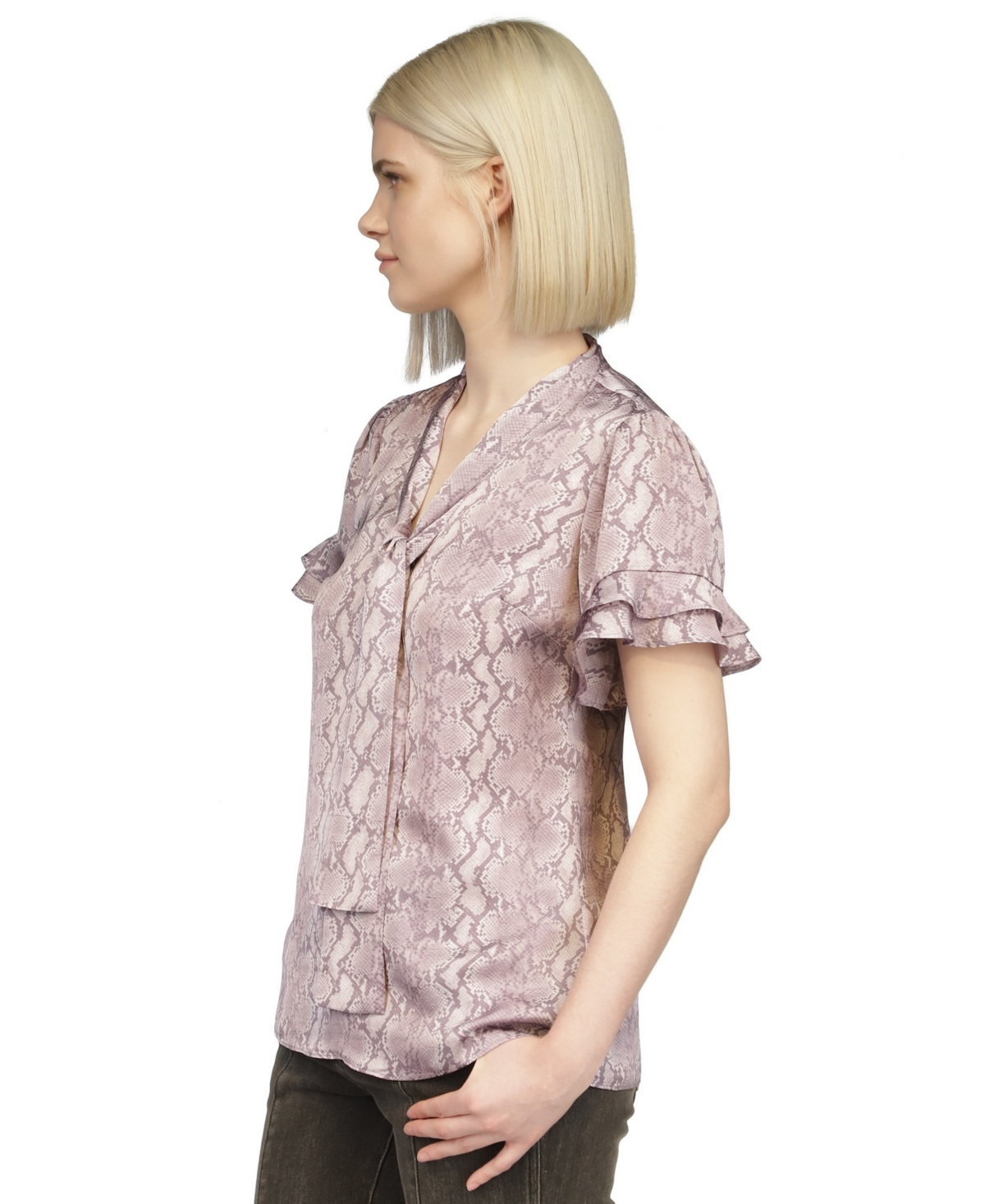 Michael Michael Kors Women's Snake-Print Tie-Neck Top
