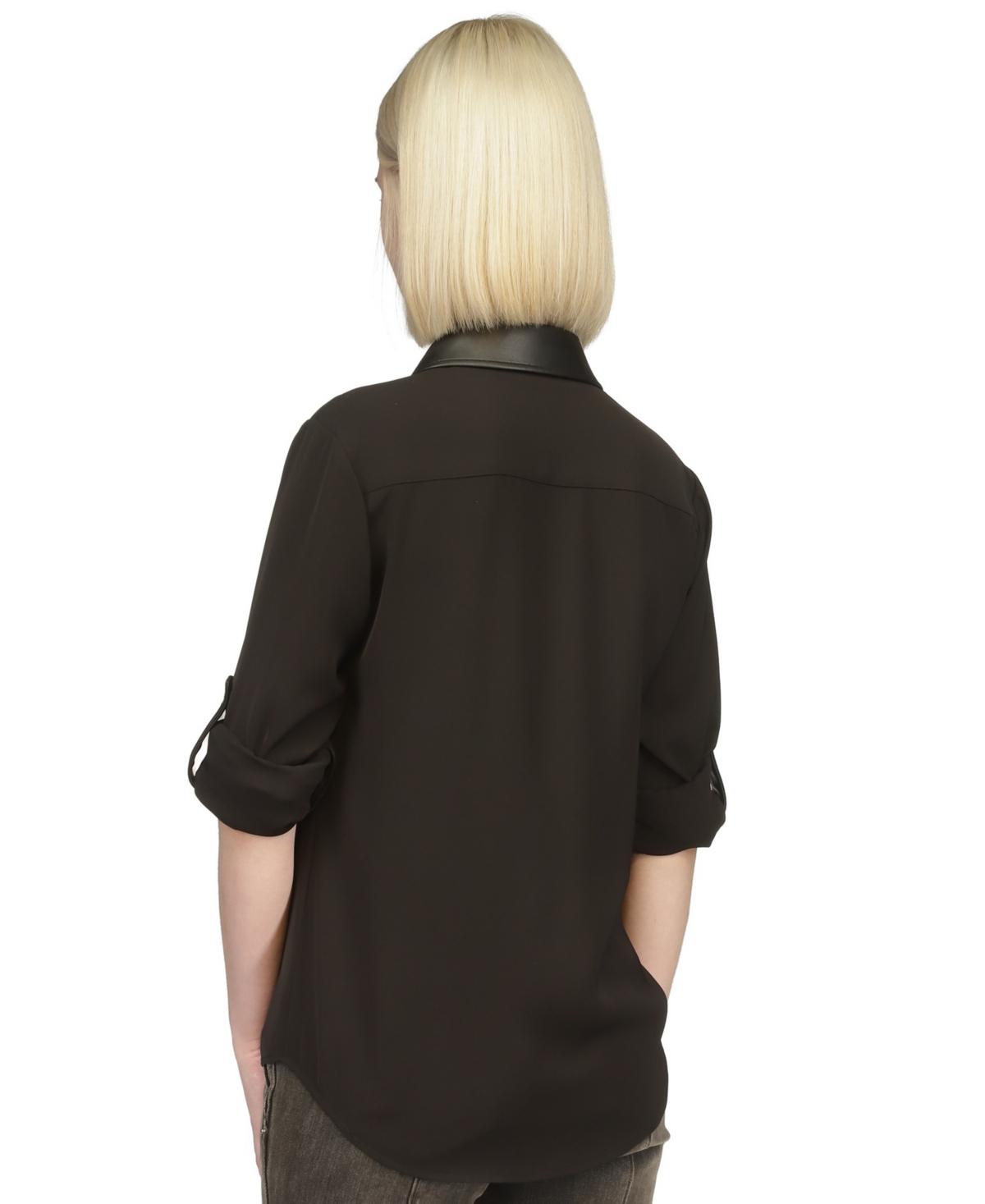 Michael Michael Kors Women's Faux-Leather Trim Utility Top