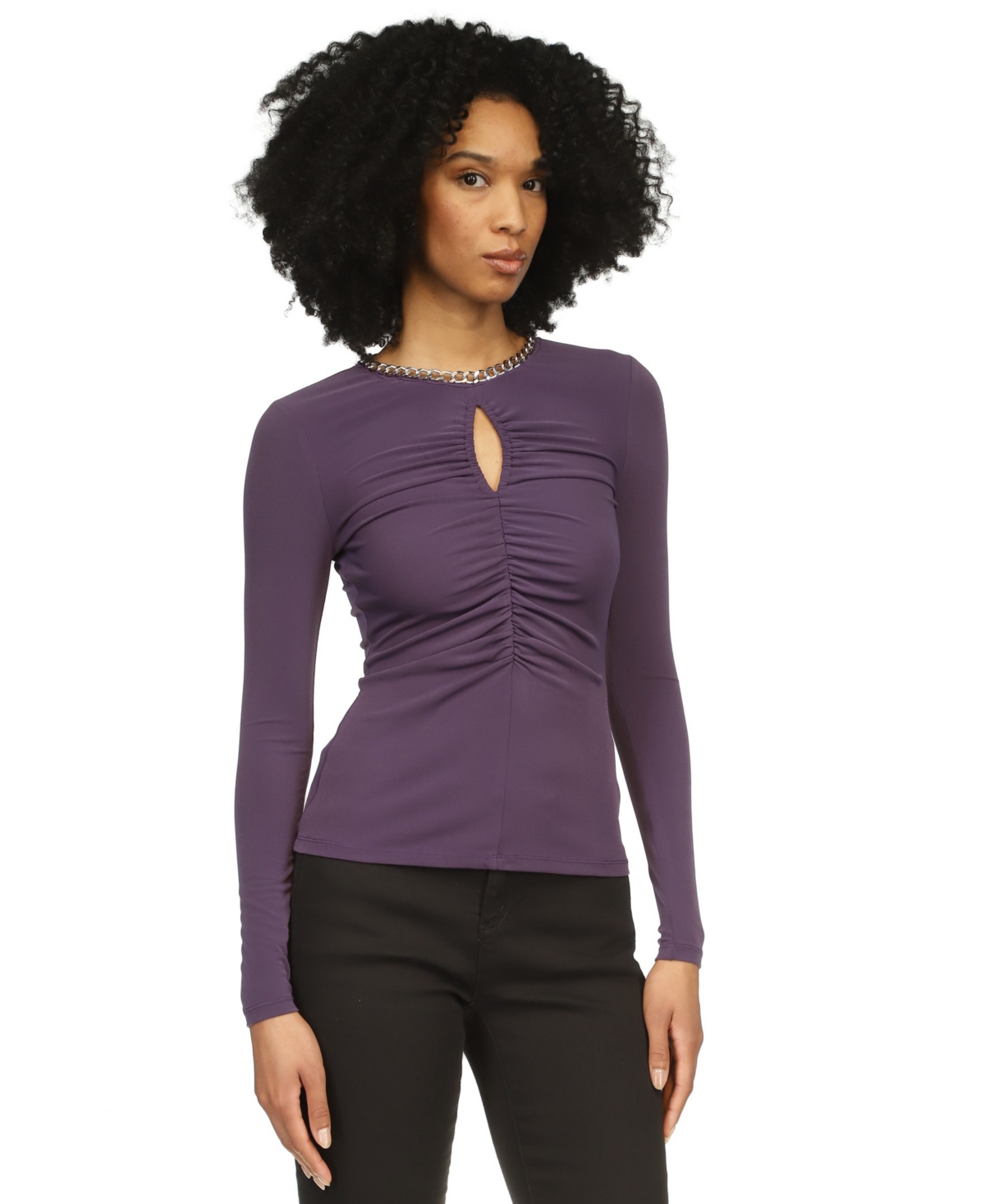 Michael Michael Kors Women's Chain-Neck Keyhole Top