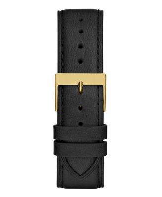 Men's Analog Black Leather Watch, 44mm