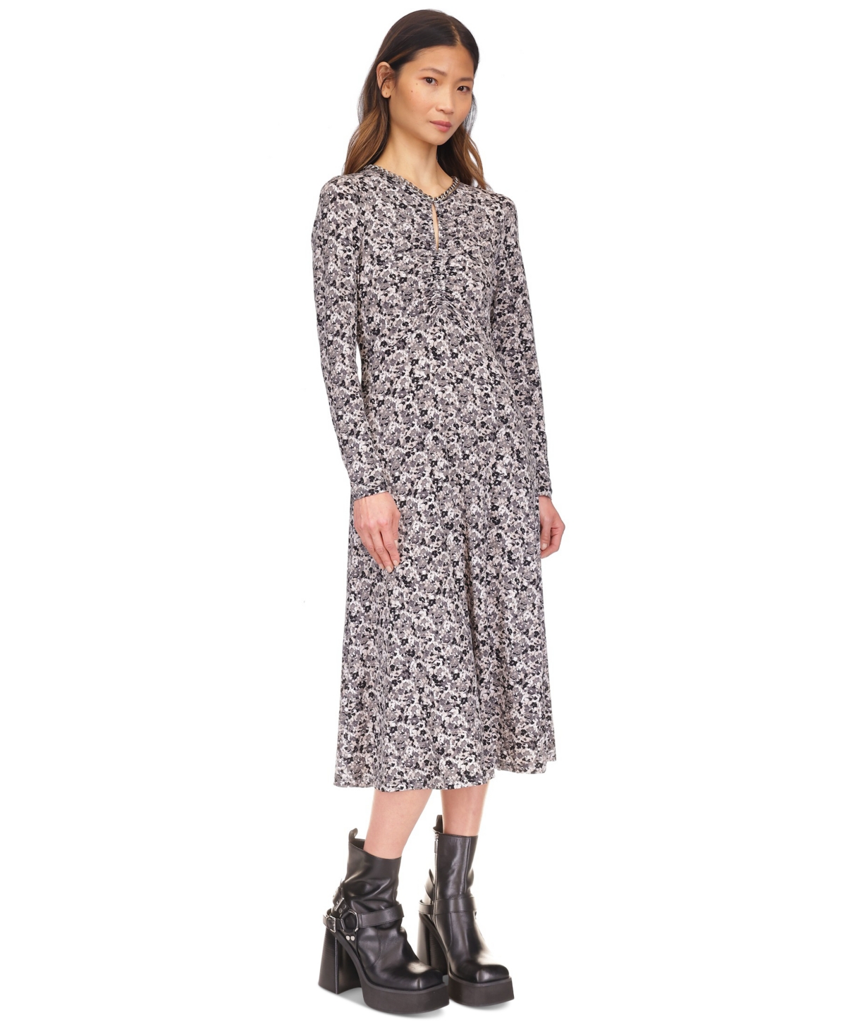 Michael Michael Kors Chain-Neck Keyhole Printed Dress