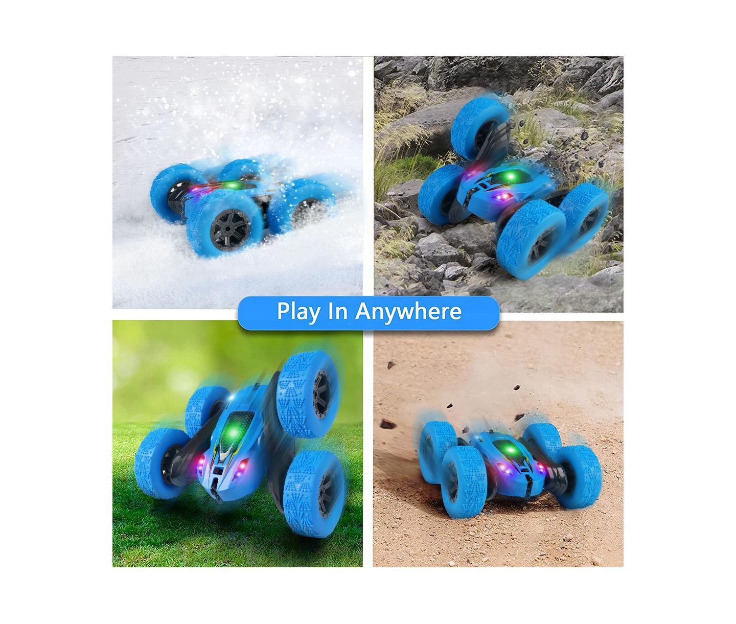 Детская игрушка Cowin 360-Degree Rotating Double-Sided Rechargeable Remote Control Car, цвет: Синий — фото 4