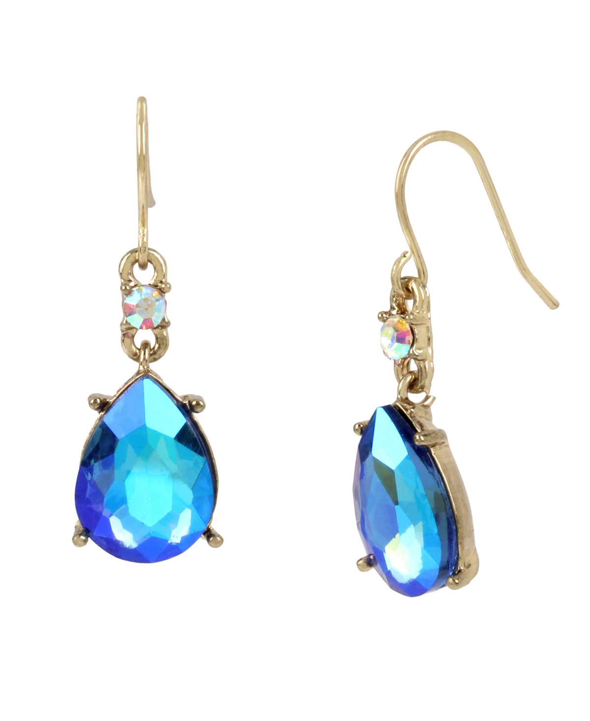 Betsey Johnson Faux Stone Gem Drop Earrings In Blue,gold