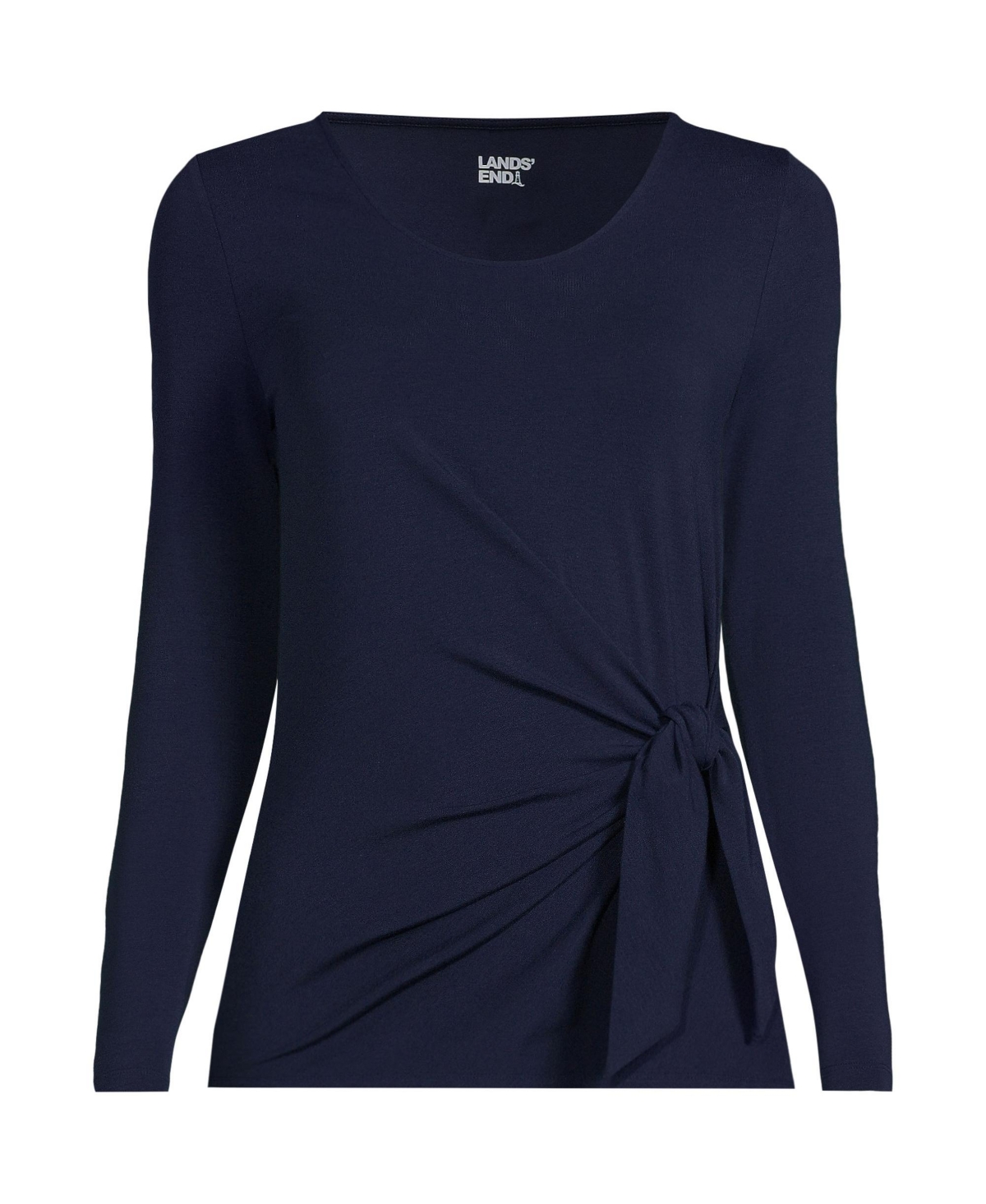 Lands' End Plus Size Long Sleeve Lightweight Tie Front Top