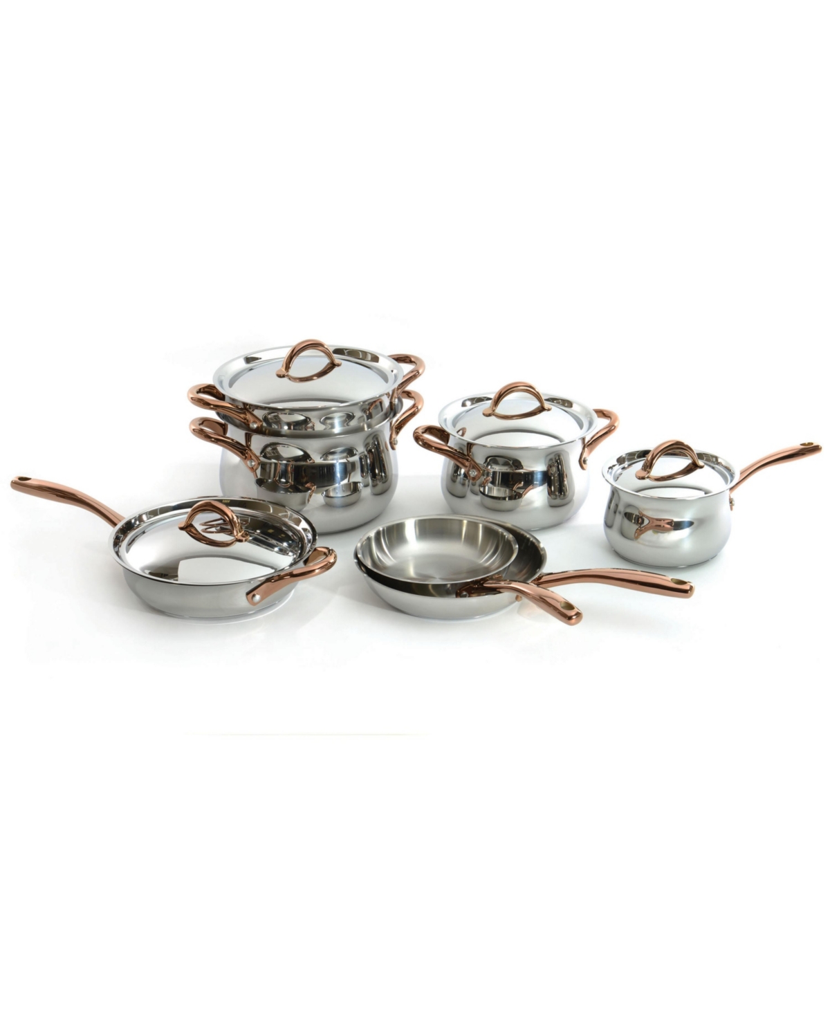 BergHOFF Ouro Gold 11Pc 18/10 Stainless Steel Cookware Set with Ss Lid - rose gold