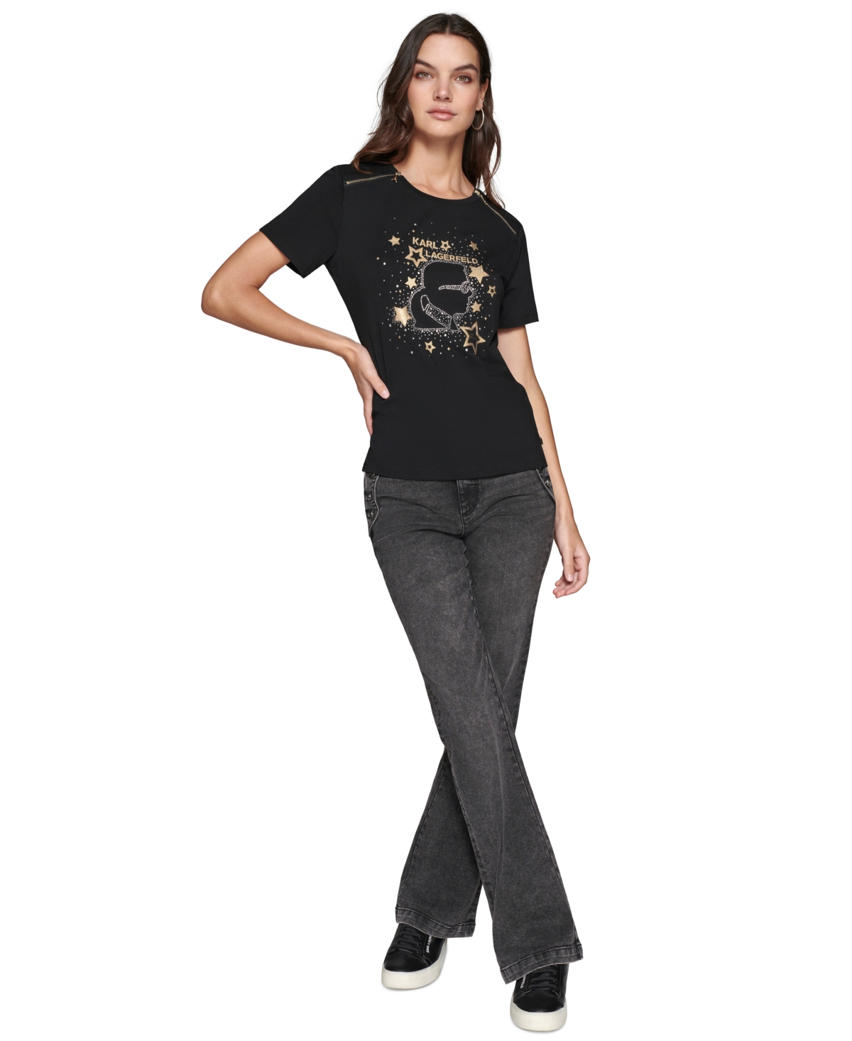 Karl Lagerfeld Paris Women's Embellished Graphic T-Shirt