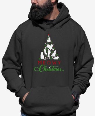 Men's Meowy Christmas Tree Word Art Hooded Sweatshirt