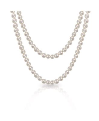 Flapper Hand Knotted Endless Layering Wrapping White Freshwater Cultured Long Rope Pearl Strand Necklace