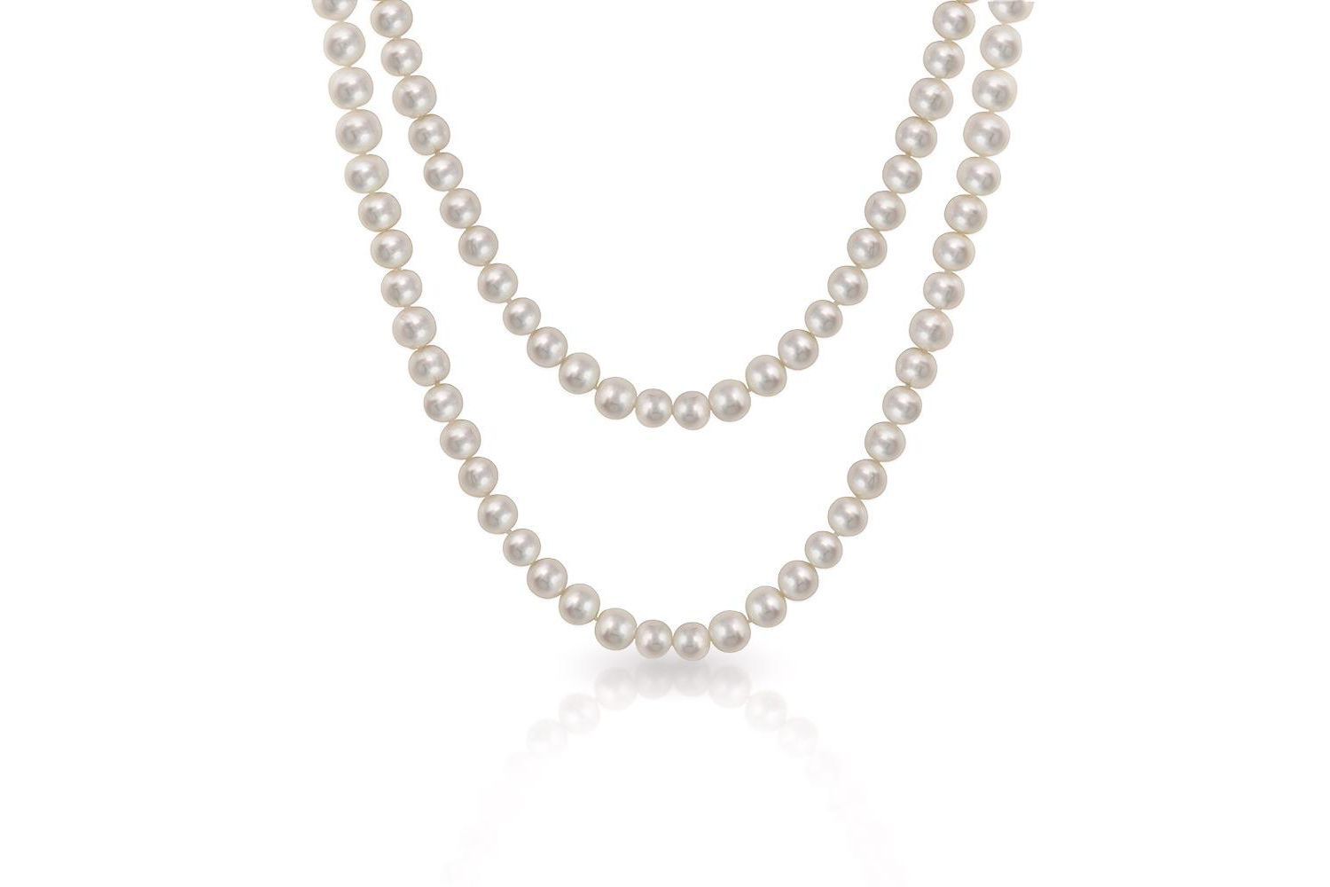 White Freshwater Pearl Endless Strand Necklace Long Double Wrap 36"