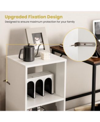 2 Pieces 2-tier Bookcase Set with Anti-toppling Device