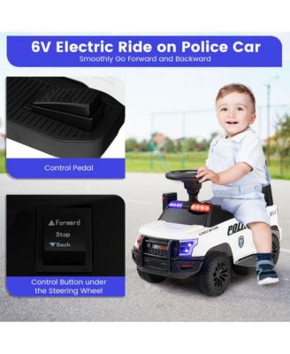 6V Kids Ride On Police Car with Real Megaphone and Siren Flashing Lights