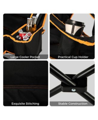 Folding Camping Chair with Footrest Camping Lounge Chair with Carry Bag-Black