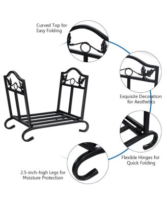 Foldable Firewood Log Rack Steel Wood Storage Holder
