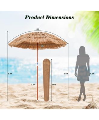 6 Feet Thatched Patio Umbrella with Tilt Design and Carrying Bag